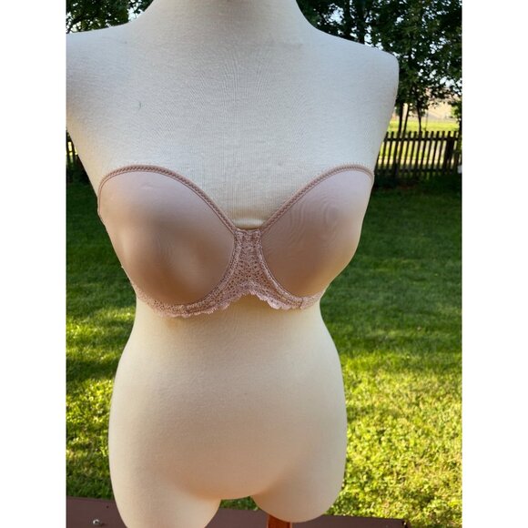 Simone Perele Strapless Lace Bra 32E Nude France - Picture 1 of 9